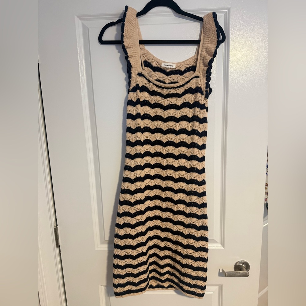 Heartloom Beige and Black Striped Knit Dress